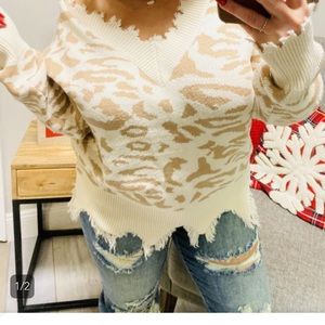 Vneck Sweater in Cream